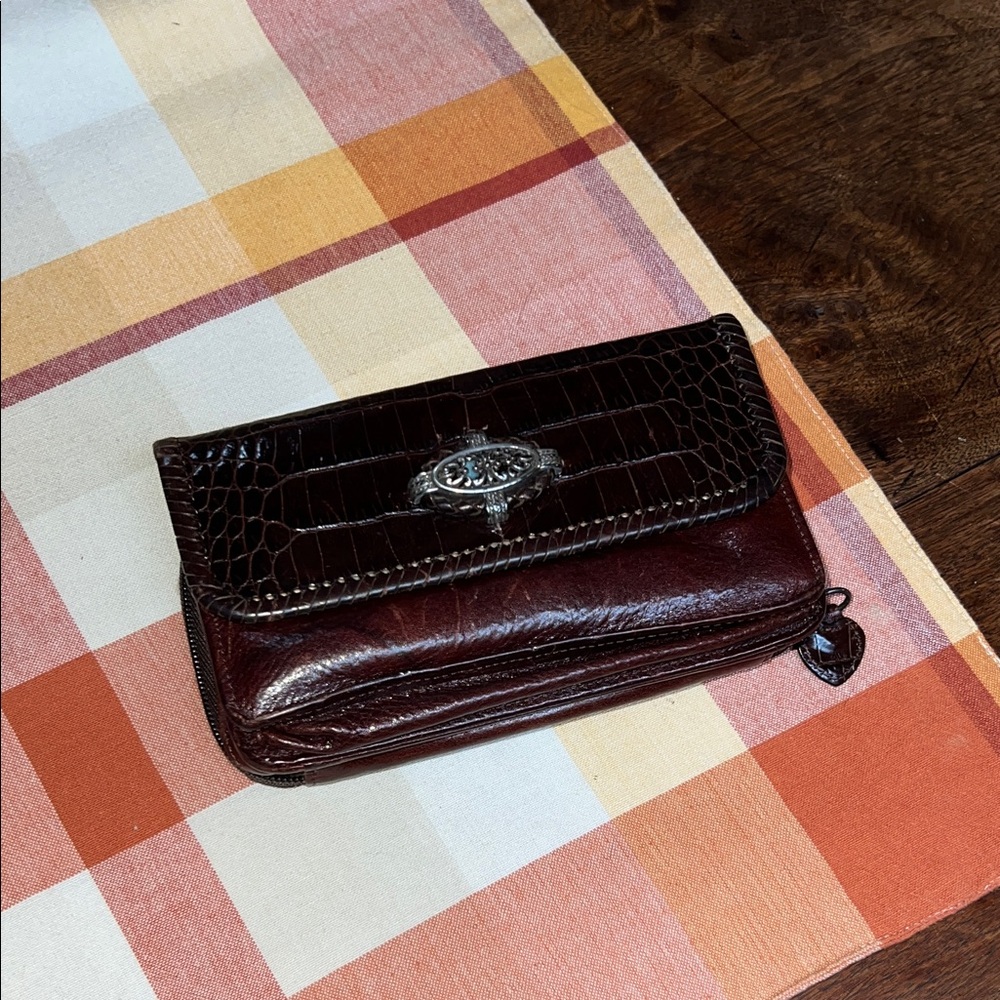 Brighton Dark Brown Croc-Embossed Wallet